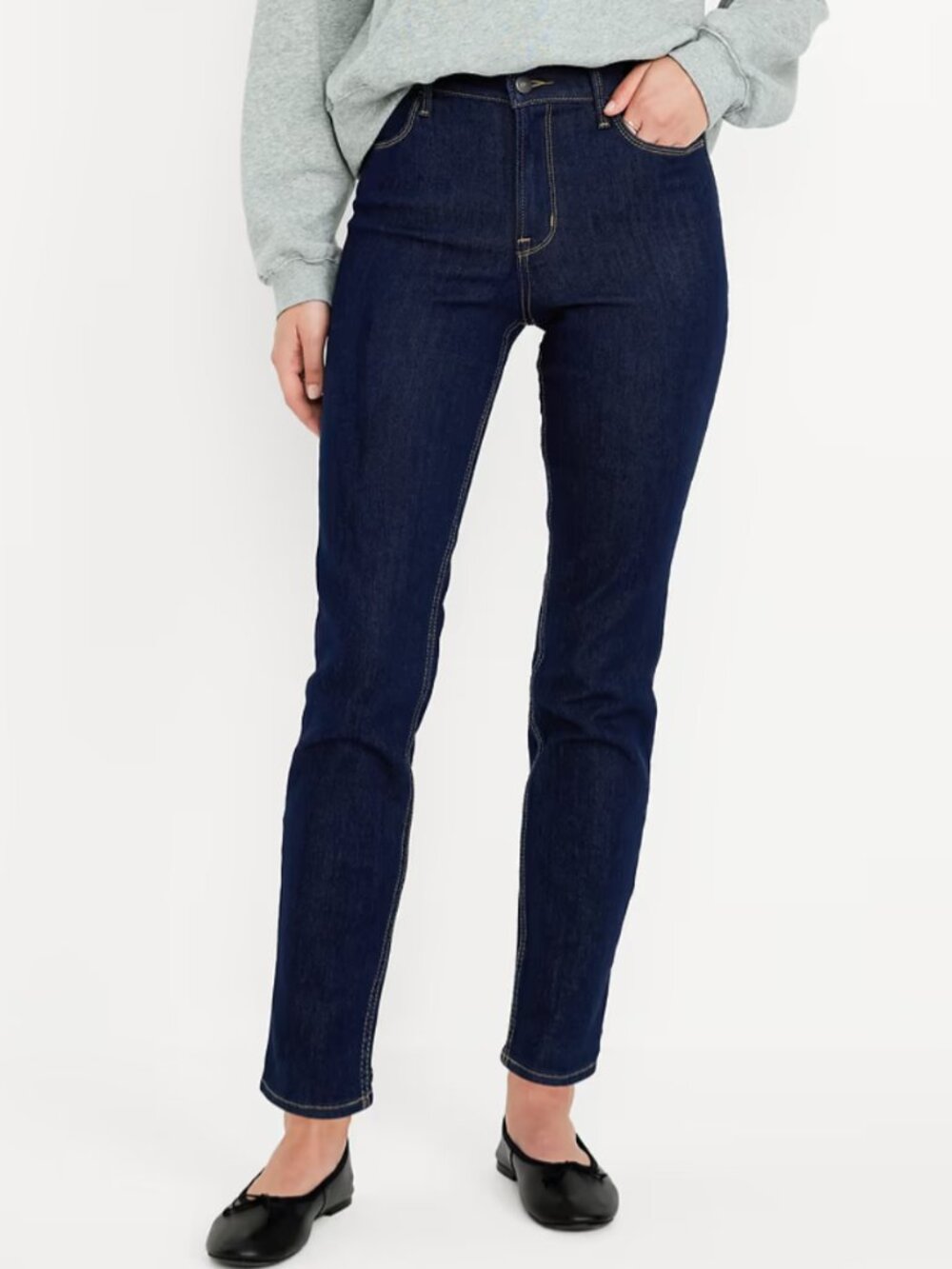 Old Navy Women's Straight Leg Jeans in Deep Indigo